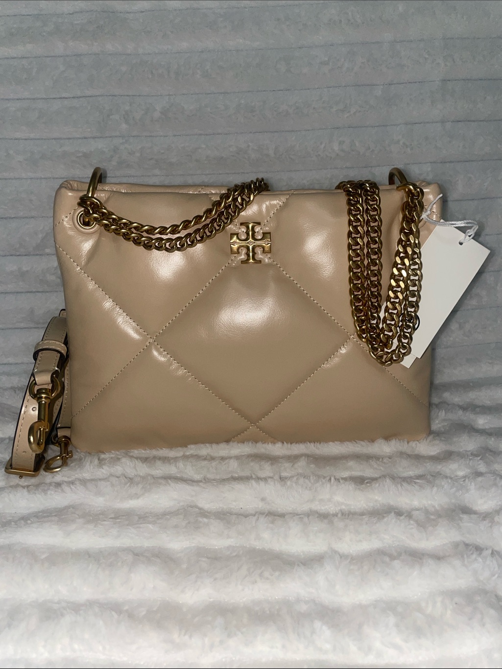 Nwt Tory Burch Kira Diamond Quilt Small Shoulder Bag Vanilla Soft Serve